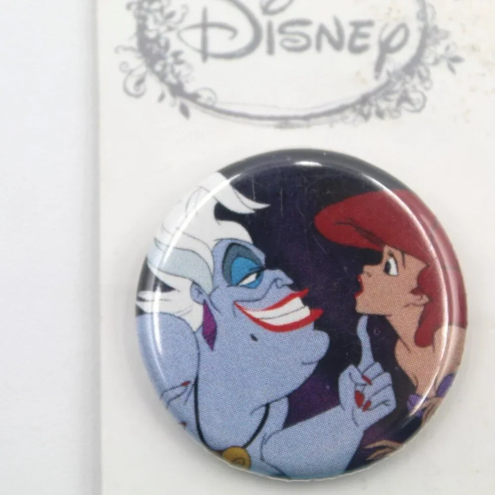 Disney Ariel The Little Mermaid 4 Pin Back Button Pin Set Ursula Flounder NEW